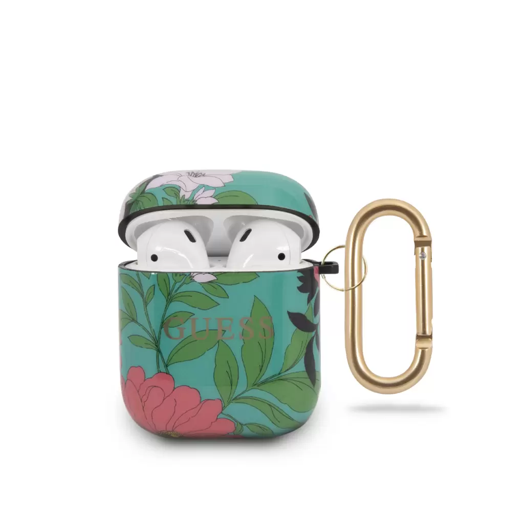 Guess Apple Airpods szililkon tok, virágmintás, GUACA2TPUBKFL01