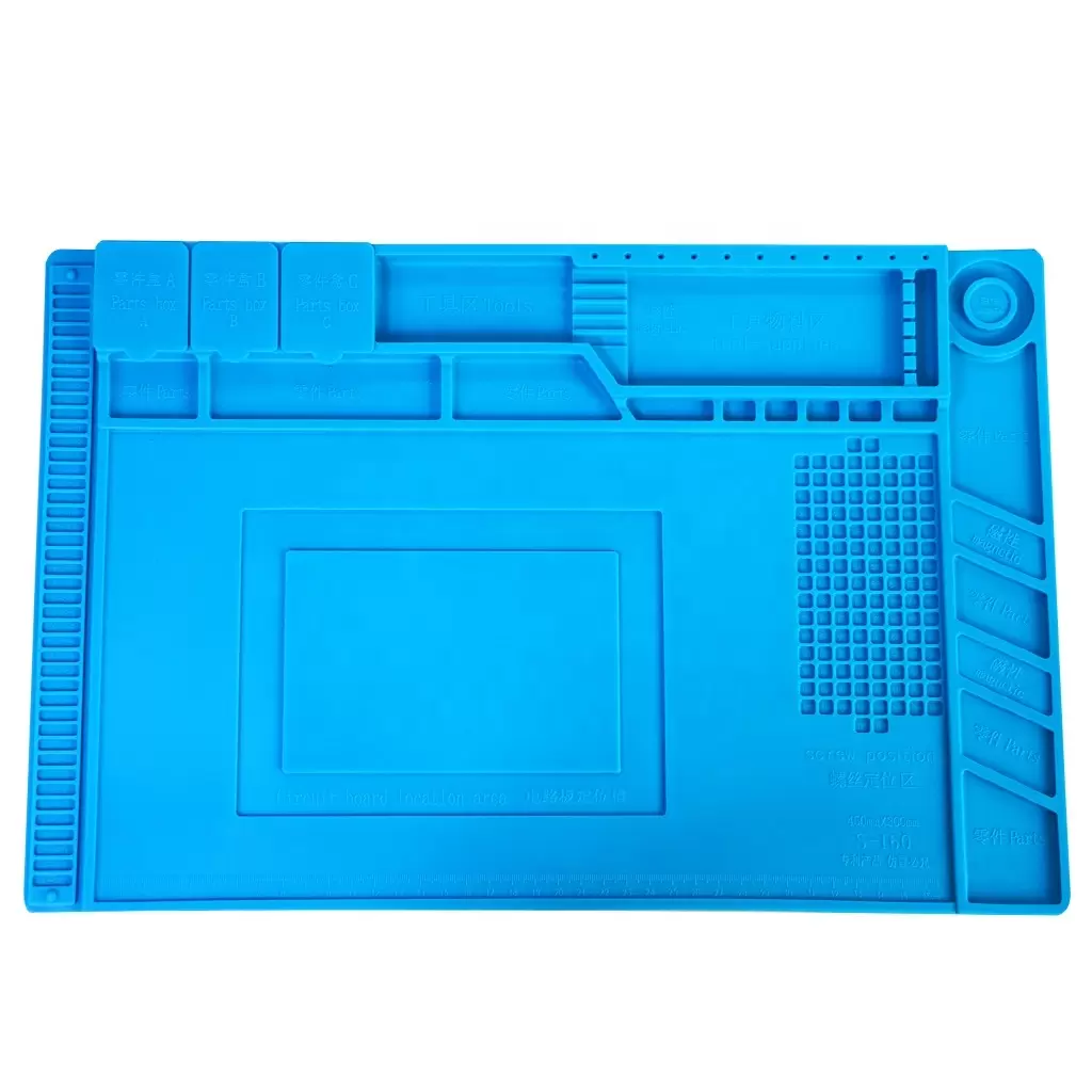 Antisztatikus hőálló szilikon alátét szervizeléshez, 45 x 30 cm, kék Antisztatikus hőálló szilikon alátét szervizeléshez, 45 x 30 cm, kék