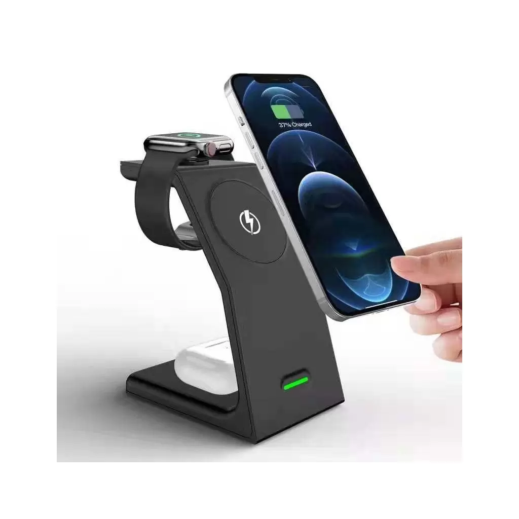 3in1 QI mágneses gyorstöltőállomás 15W fekete 3in1 QI mágneses gyorstöltőállomás 15W fekete