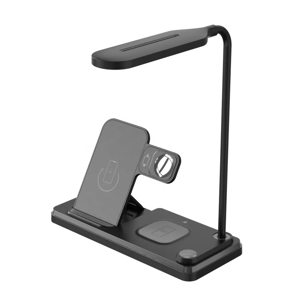 4in1 QI töltőállomás LED asztali lámpával 15W fekete 4in1 QI töltőállomás LED asztali lámpával 15W fekete