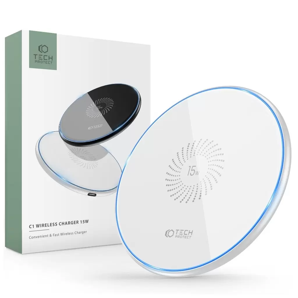 Tech-Protect QI töltő C1 fehér 15W Tech-Protect QI töltő C1 fehér 15W