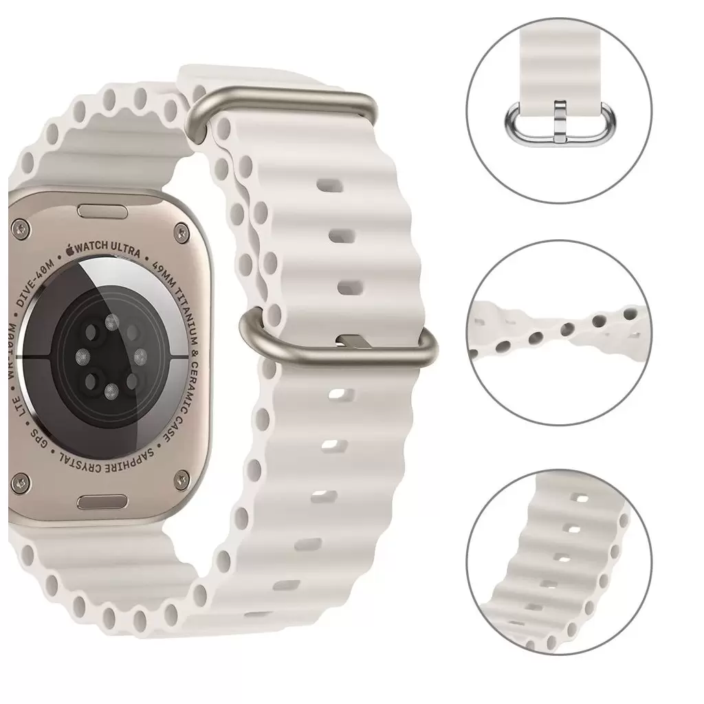 Tech-Protect ICONBAND PRO / ÓCEÁN óraszíj fehér Apple Watch 42mm (S1-S3) / 44mm / 45mm / 46mm / 49mm készülékhez