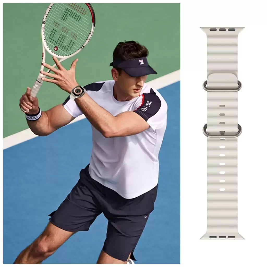 Tech-Protect ICONBAND PRO / ÓCEÁN óraszíj fehér Apple Watch 42mm (S1-S3) / 44mm / 45mm / 46mm / 49mm készülékhez