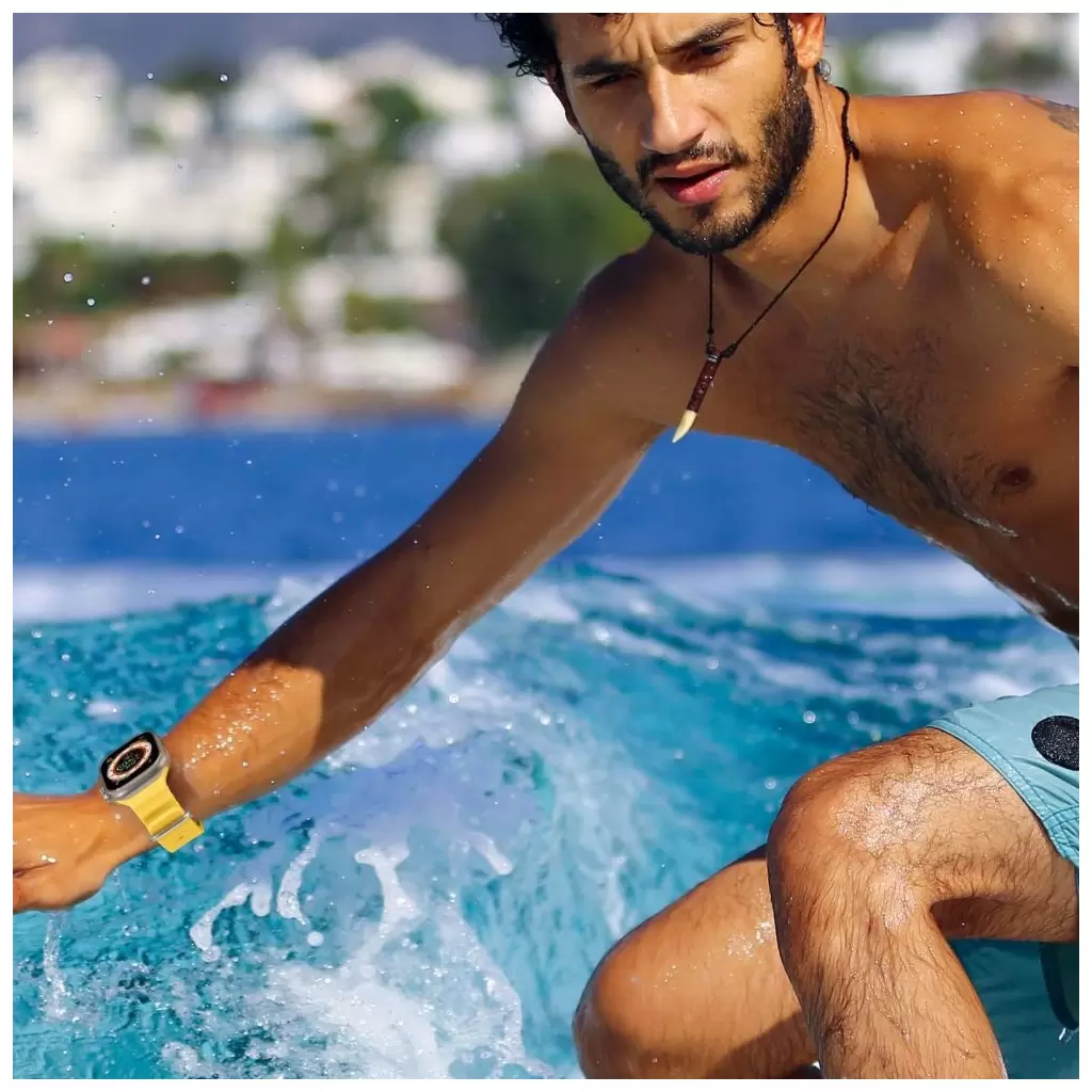 Tech-Protect ICONBAND PRO / ÓCEÁN óraszíj sárga Apple Watch 42mm (S1-S3) / 44mm / 45mm / 46mm / 49mm készülékhez