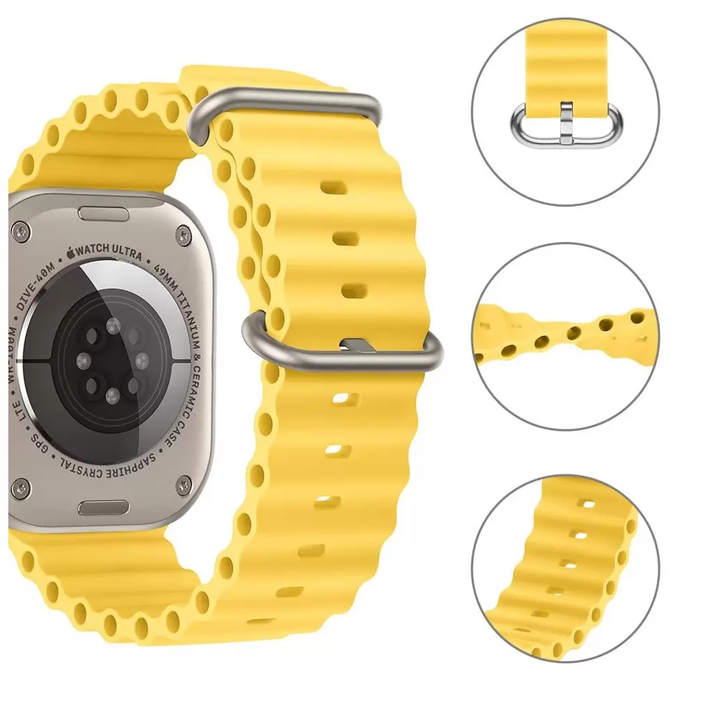 Tech-Protect ICONBAND PRO / ÓCEÁN óraszíj sárga Apple Watch 42mm (S1-S3) / 44mm / 45mm / 46mm / 49mm készülékhez