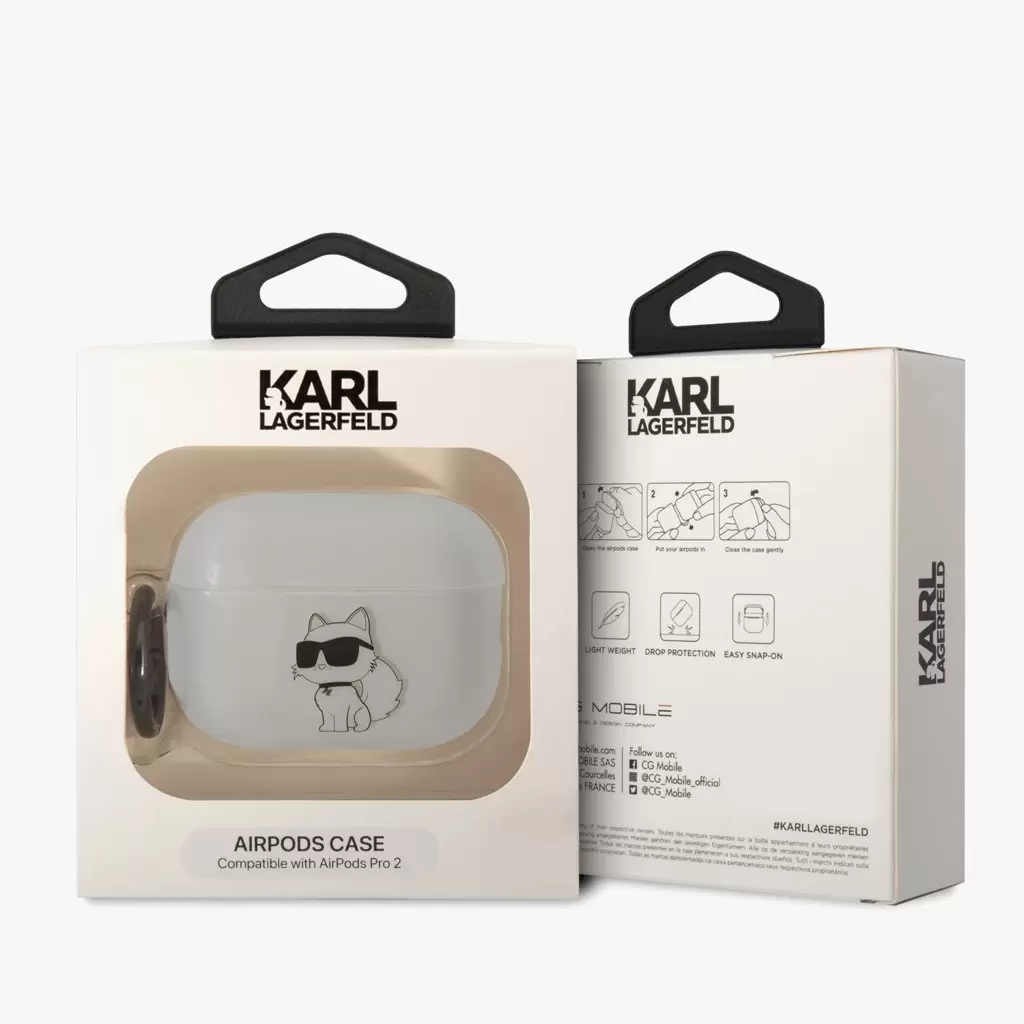 Karl Lagerfeld tok fehér KLAP2HNCHTCT Airpods Pro 2 készülékhez
