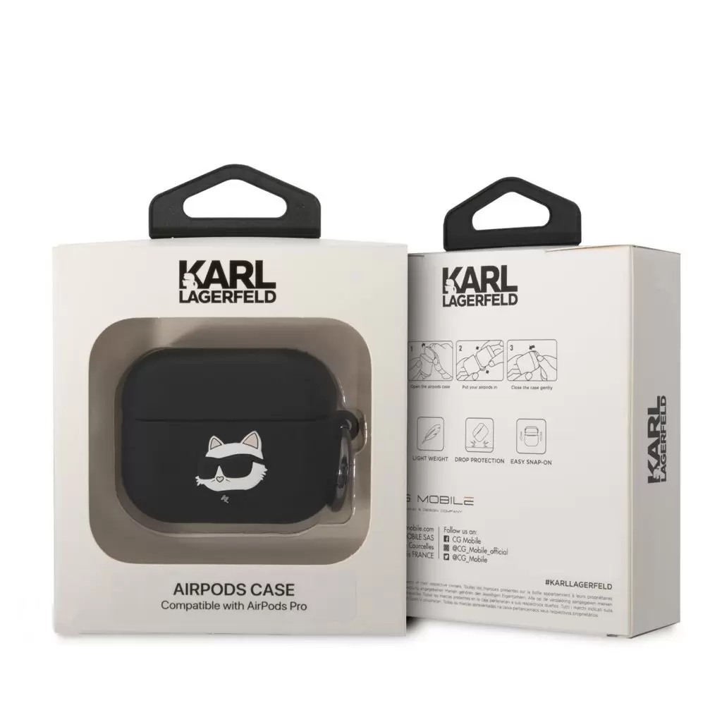 Karl Lagerfeld tok fekete KLAPRUNCHK Airpods Pro készülékhez