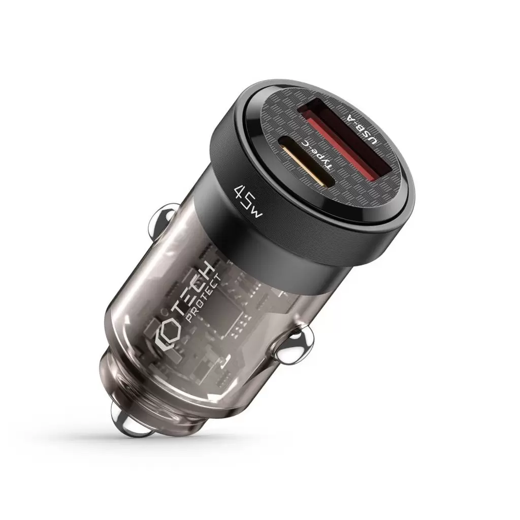 Tech-Protect CC45W 2 portos autós töltő adapter PD45W/QC3.0 Black Tech-Protect CC45W 2 portos autós töltő adapter PD45W/QC3.0 Black