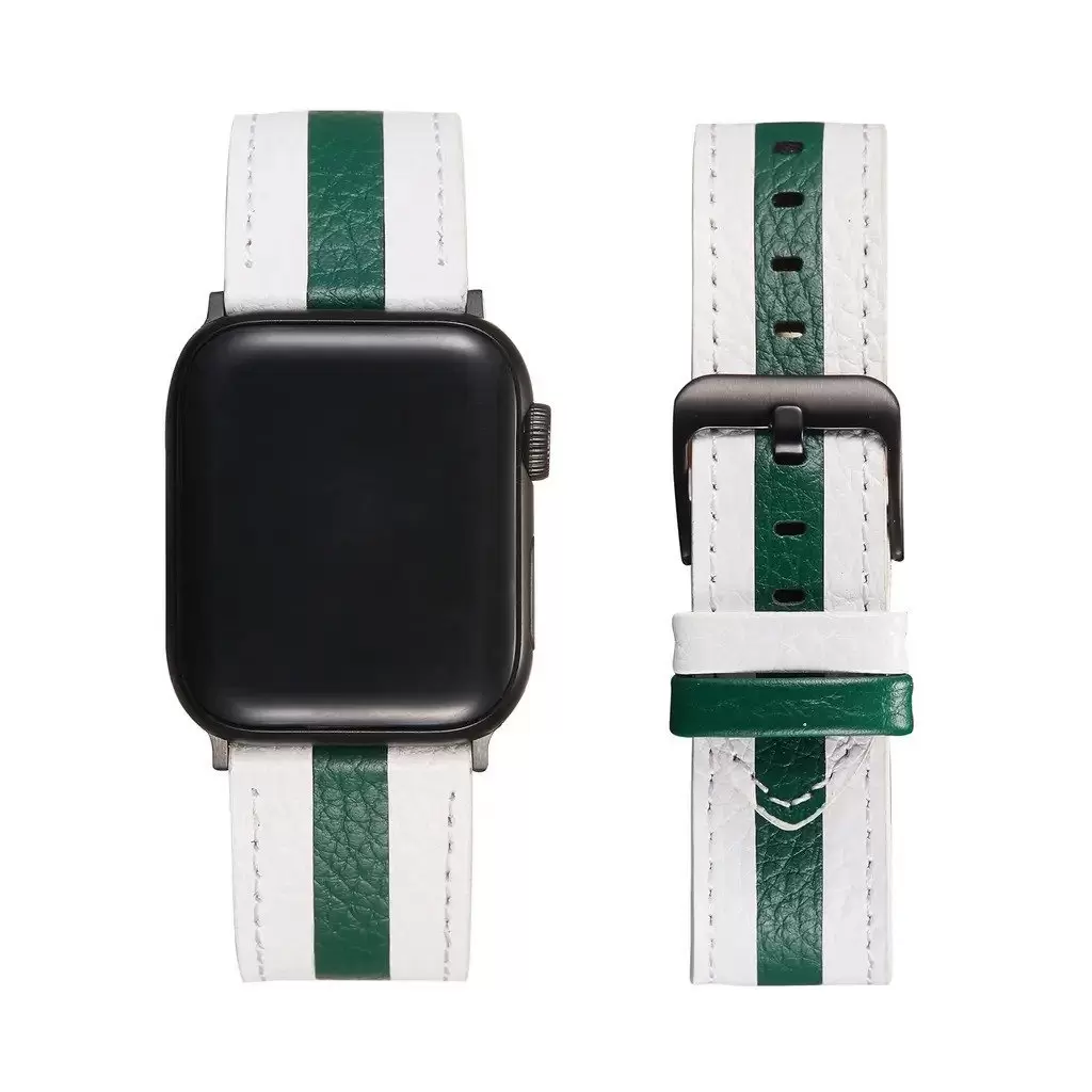 XPRO™ Apple Watch bőr szíj Fehér / Sötétzöld Apple Watch 42mm (S1-S3) / 44mm / 45mm / 46mm / 49mm készülékhez