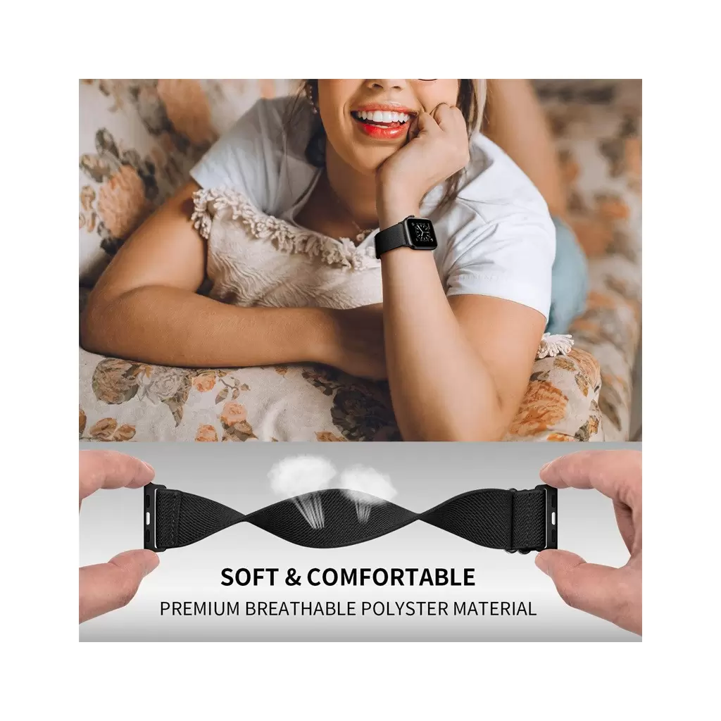 XPRO™ Apple Watch szövet körpánt Fekete Apple Watch 38mm / 40mm / 41mm / 42mm (S10) készülékhez