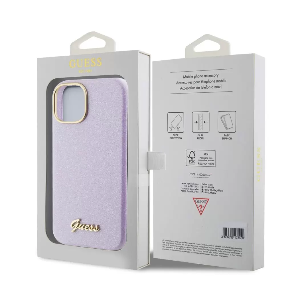 Guess tok Lila Apple Iphone 15 készülékhez GUHCP15SPGMCSL