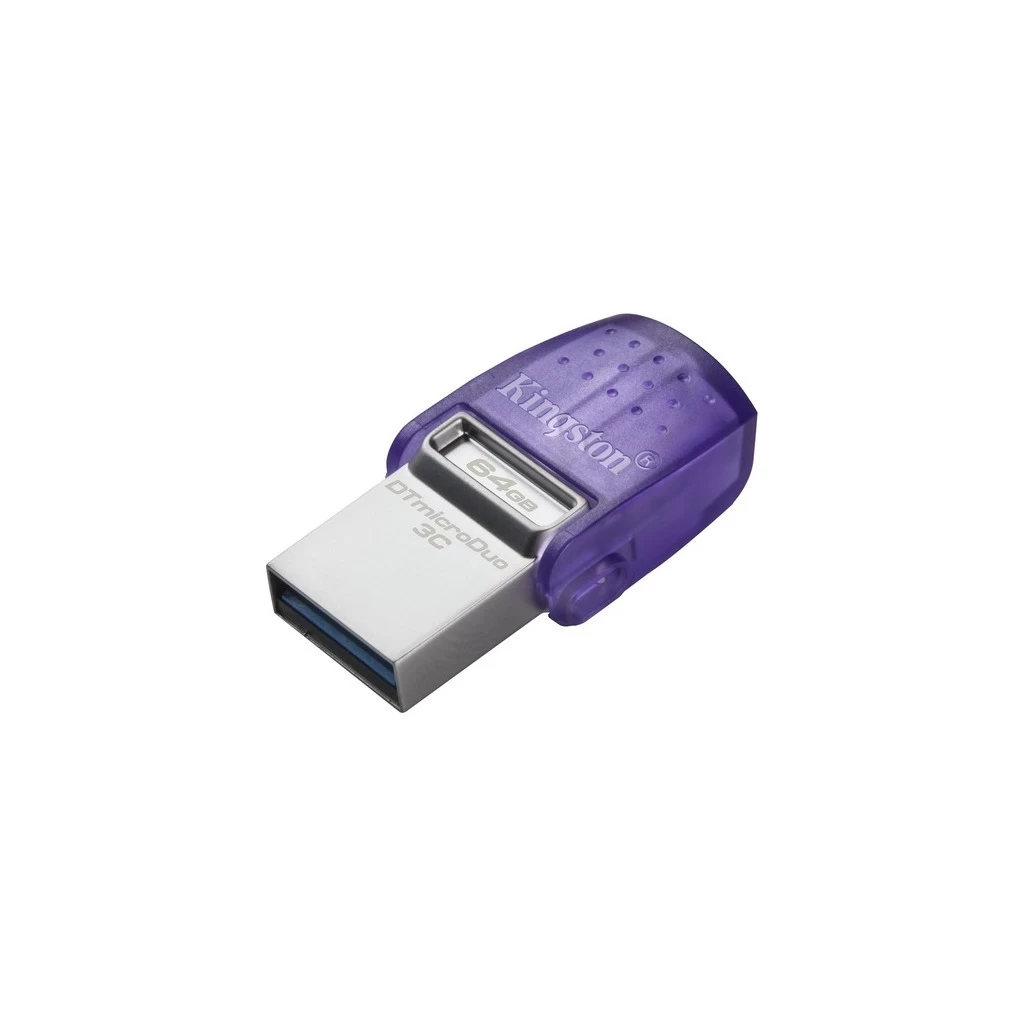 Kingston DataTraveler microDuo 3C 64 GB USB 3.2 Type C OTG Pendrive – Lila – 200 MB/s Olvasási sebesség