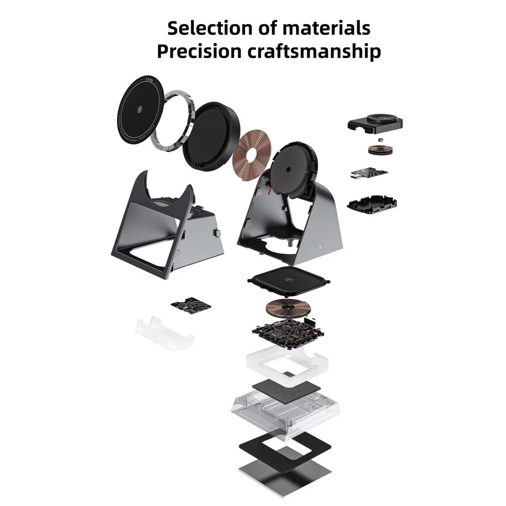 3in1 QI magnetic Crystal light charger 15W Black