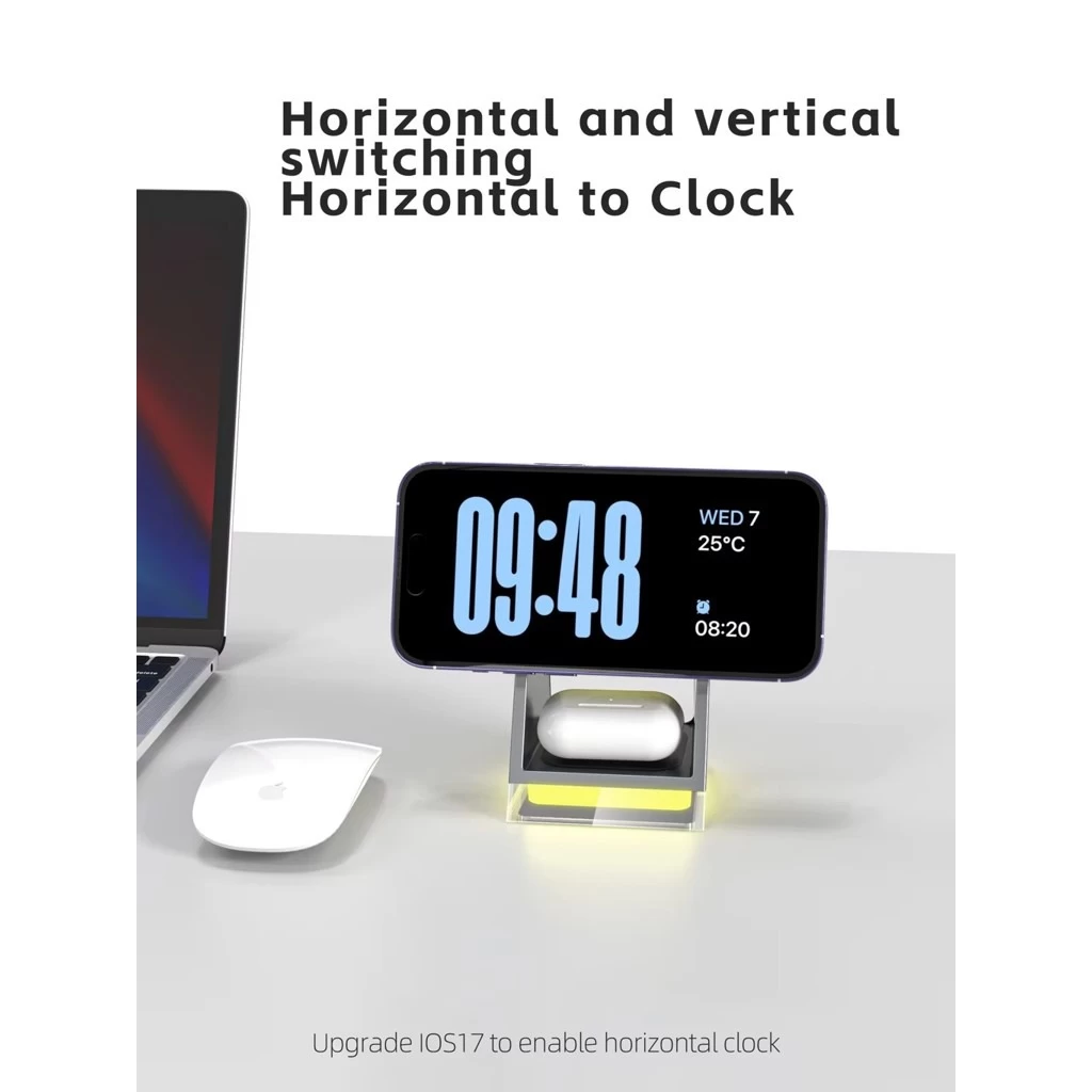 3in1 QI magnetic Crystal light charger 15W Black