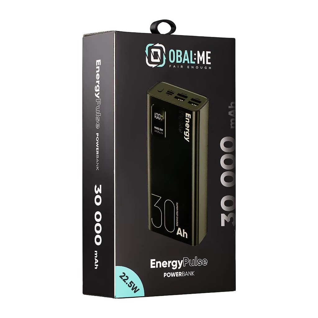 OBAL:ME EnergyPulse 30000mAh Powerbank 22,5W fekete