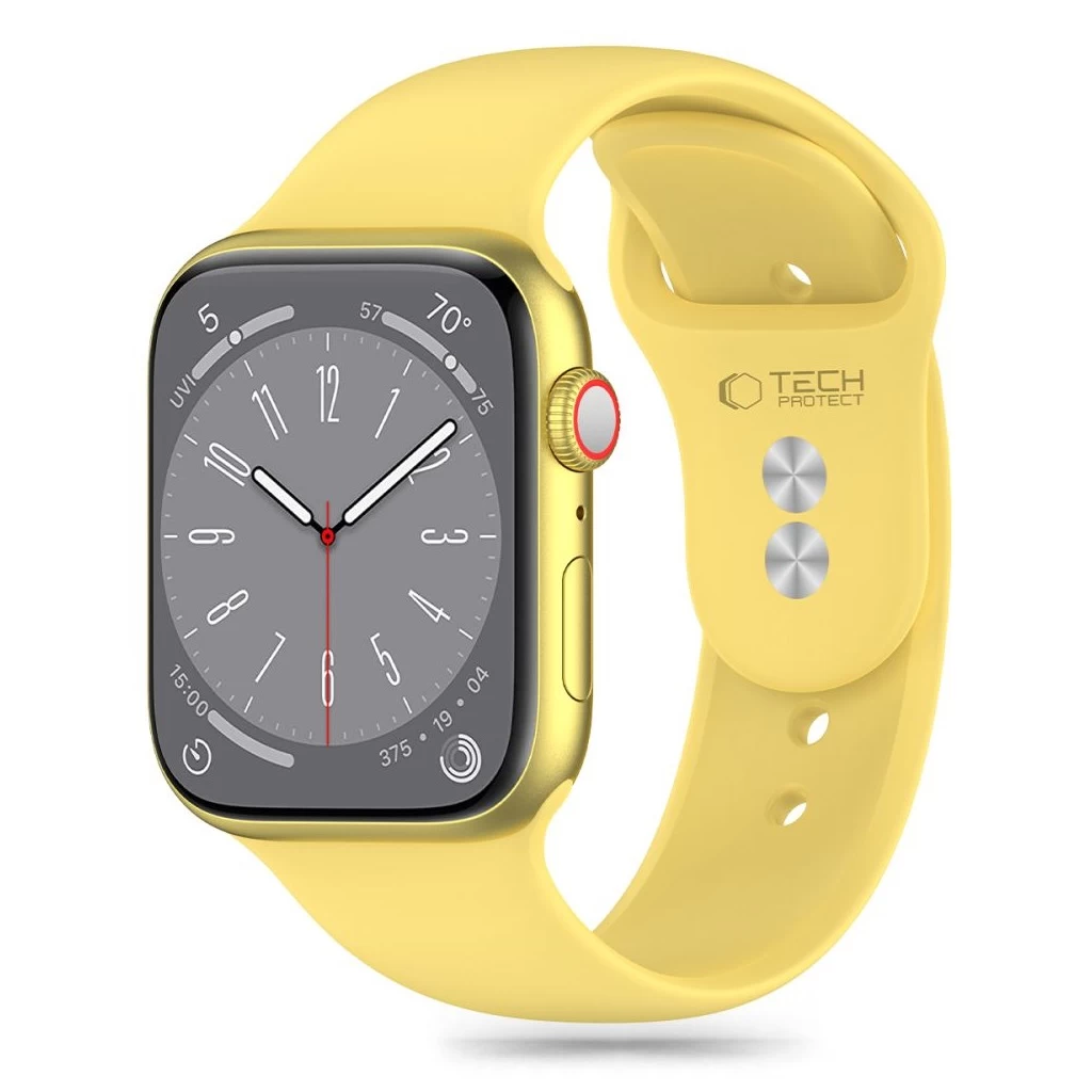Tech-Protect SILICONE óraszíj citromsárga, Apple Watch 42mm (S1-S3) / 44mm / 45mm / 46mm / 49mm készülékhez