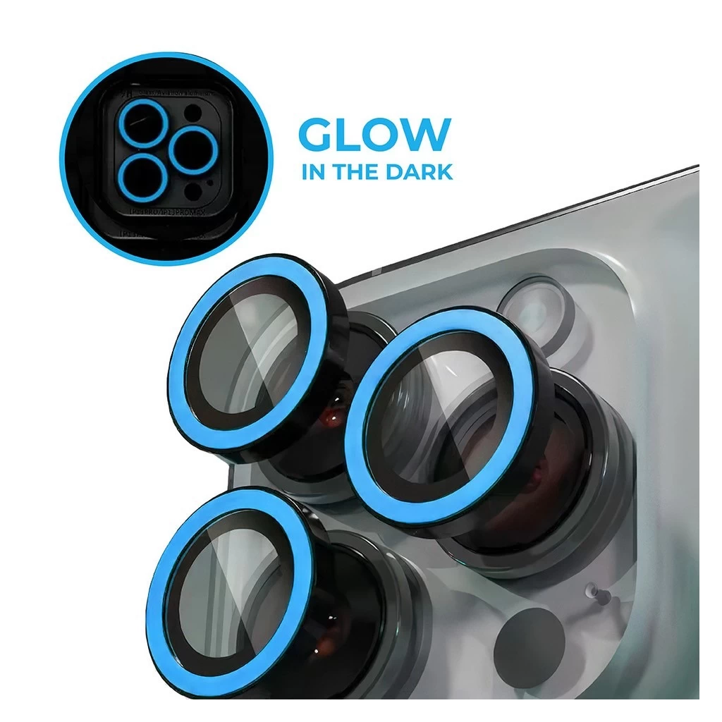 XPRO™ Luminous Prémium Kameravédő Üveg Apple iPhone 15 Pro / Apple iPhone 15 Pro Max készülékhez – Kék