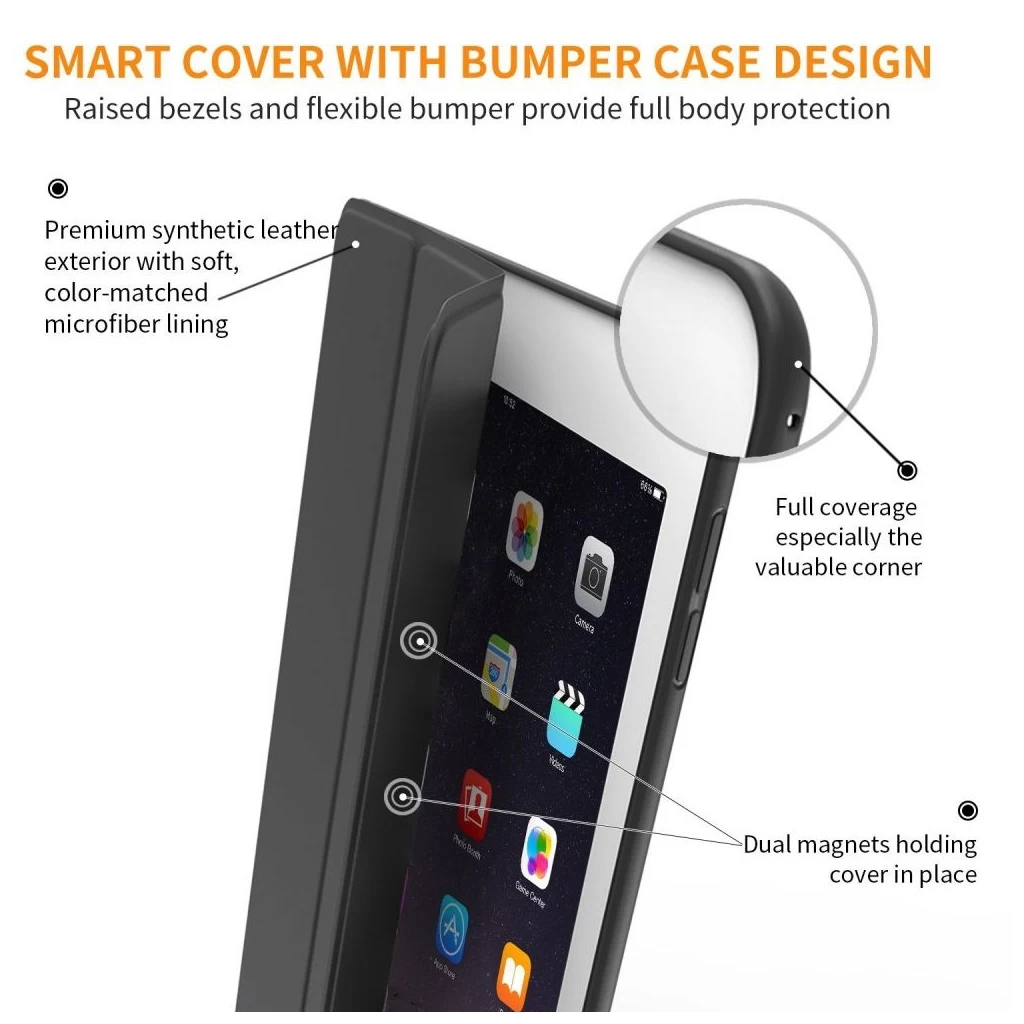 Tech-Protect Smartcase Apple iPad 9,7″ (2017-) készülékhez Fekete