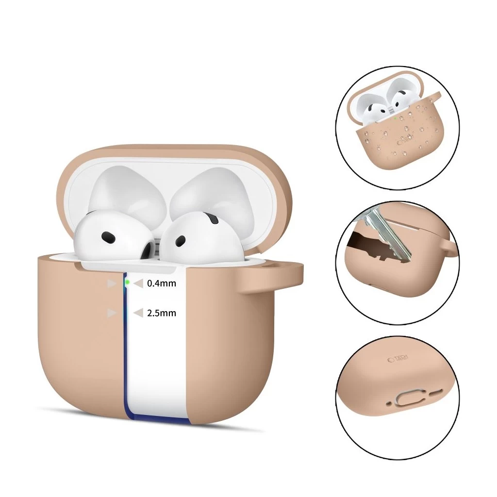 Tech-Protect Silicone Hook tok Apple AirPods 4 készülékhez Caffe Latte