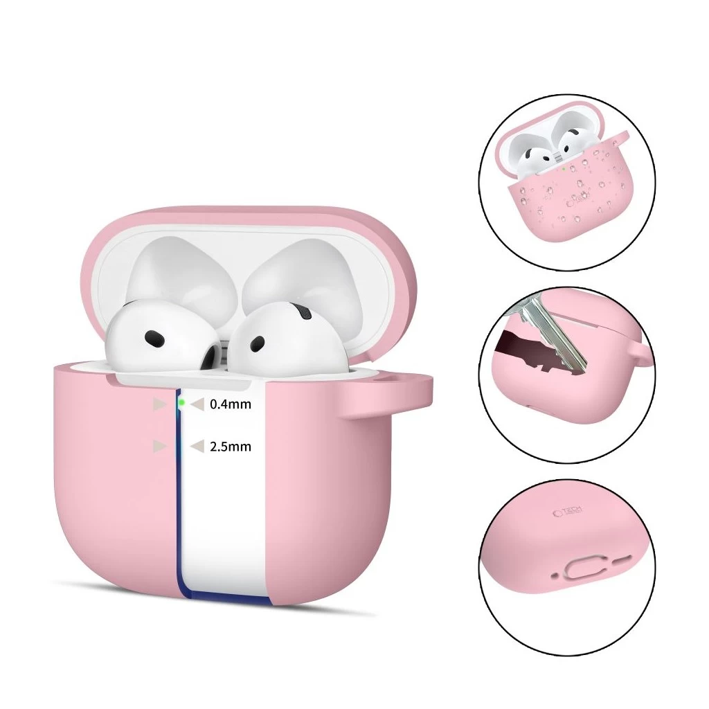 Tech-Protect Silicone Hook tok Apple AirPods 4 készülékhez Dusty Pink
