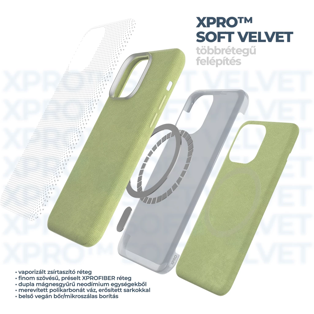 XPRO™ Soft Velvet Magsafe tok Apple iPhone 15 készülékhez – Zöld