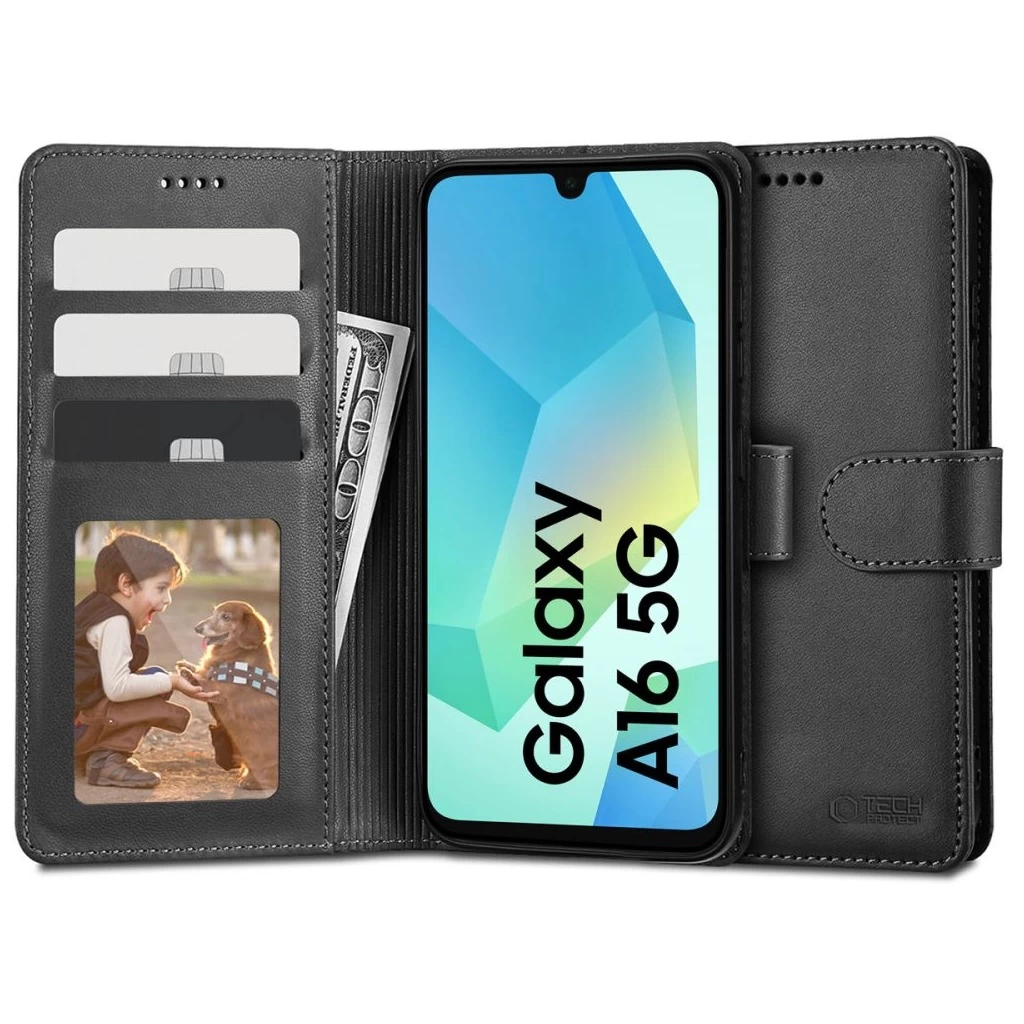 Tech-Protect fekete Waller Book / Flip tok kártyatartóval Samsung Galaxy A16 készülékhez