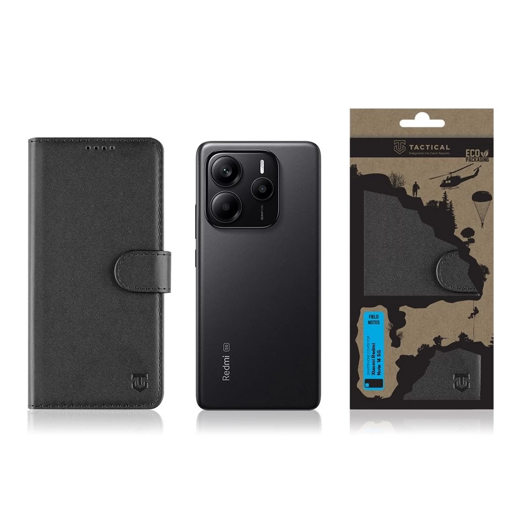 Tactical Field Notes fekete Book / Flip tok Xiaomi Redmi Note 14 készülékhez