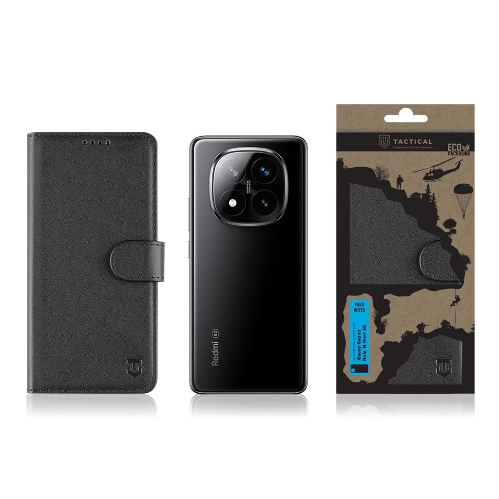 Tactical Field Notes fekete Book / Flip tok Xiaomi Redmi Note 14 Pro+ készülékhez