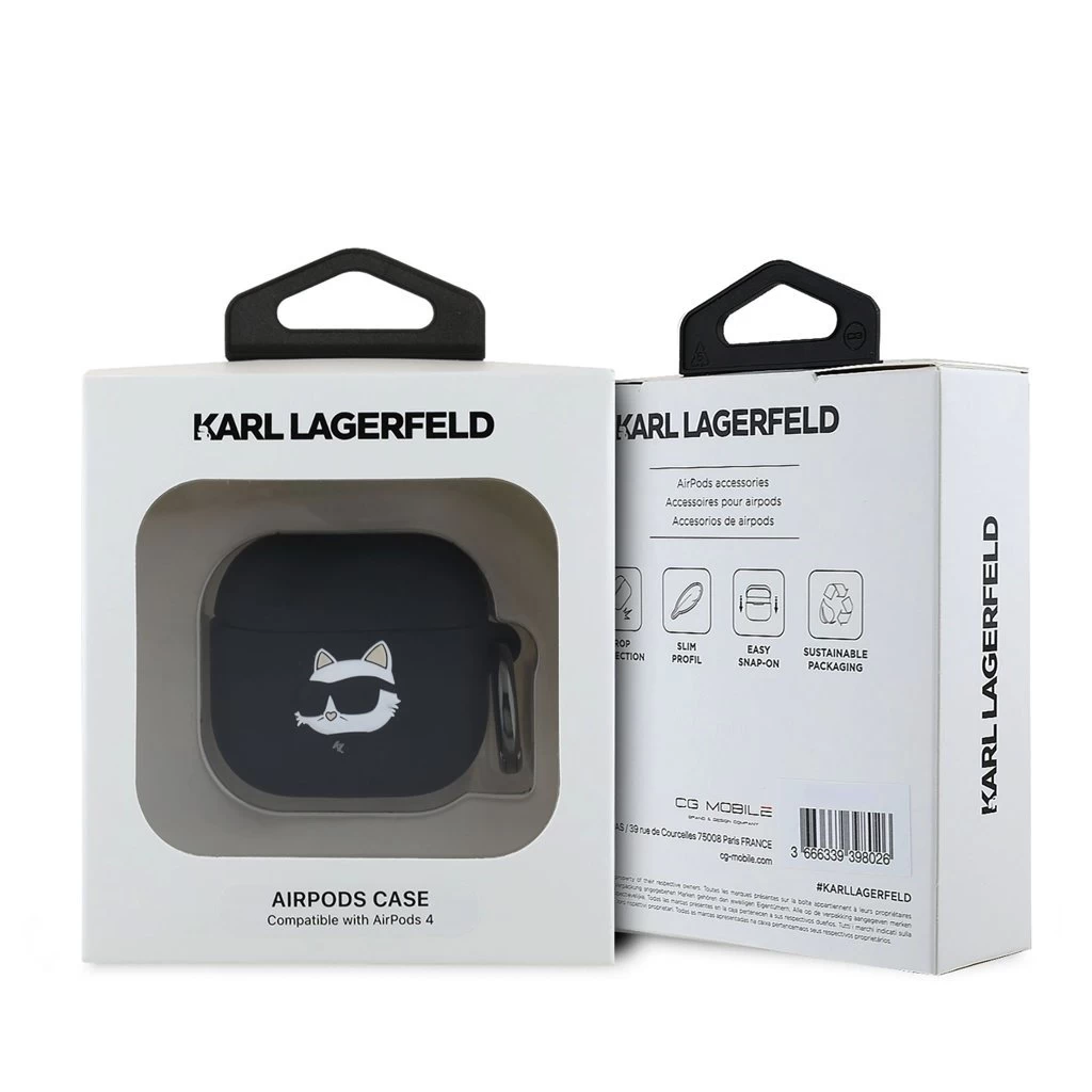 Karl Lagerfeld tok fekete KLA4RUNCHK Apple Airpods 4 készülékhez