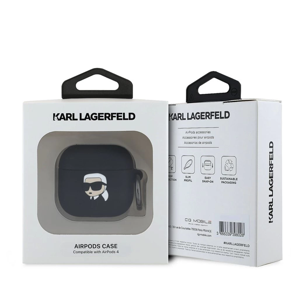 Karl Lagerfeld tok fekete KLA4RUNIKK Apple Airpods 4 készülékhez