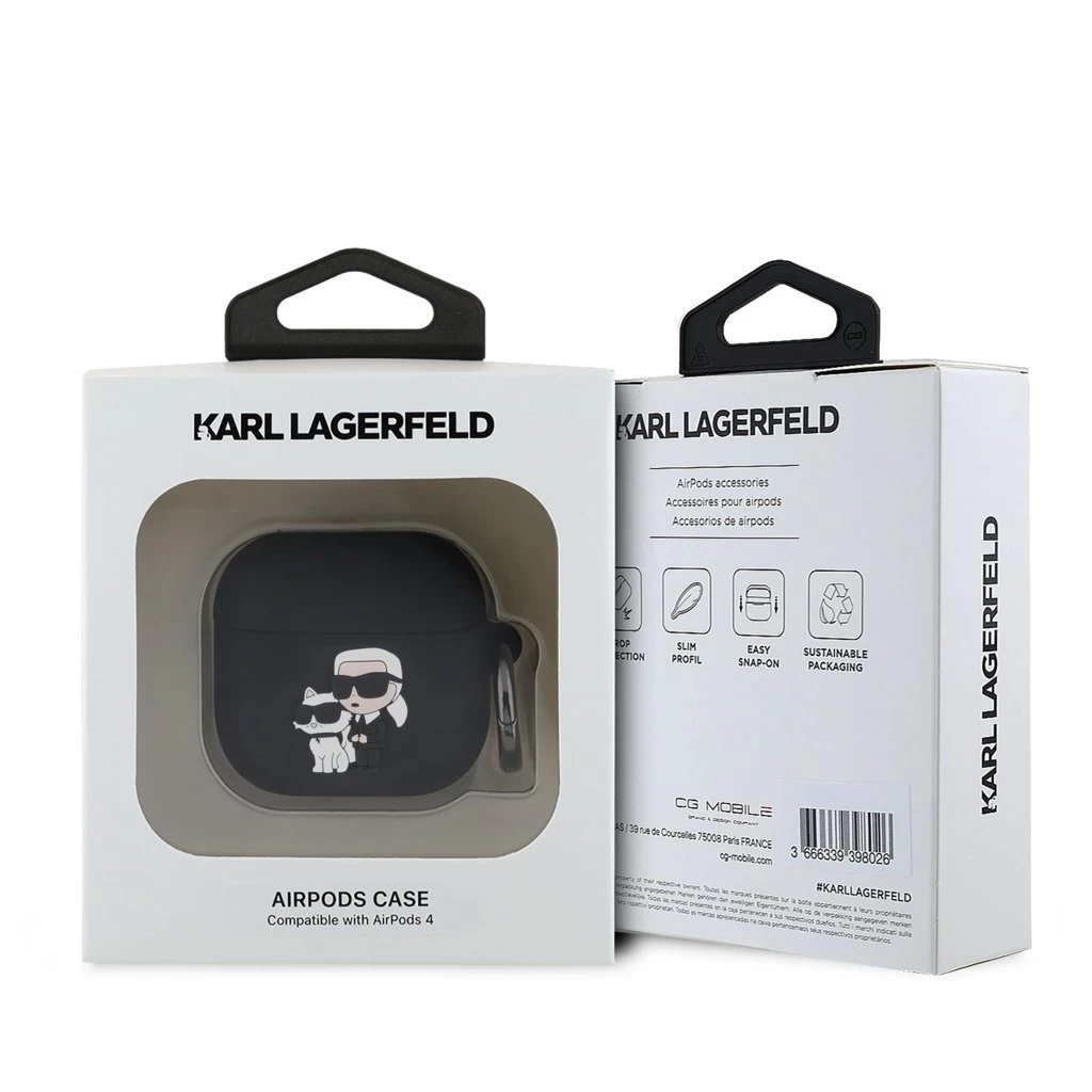 Karl Lagerfeld tok fekete KLA4RUNKC Apple Airpods 4 készülékhez