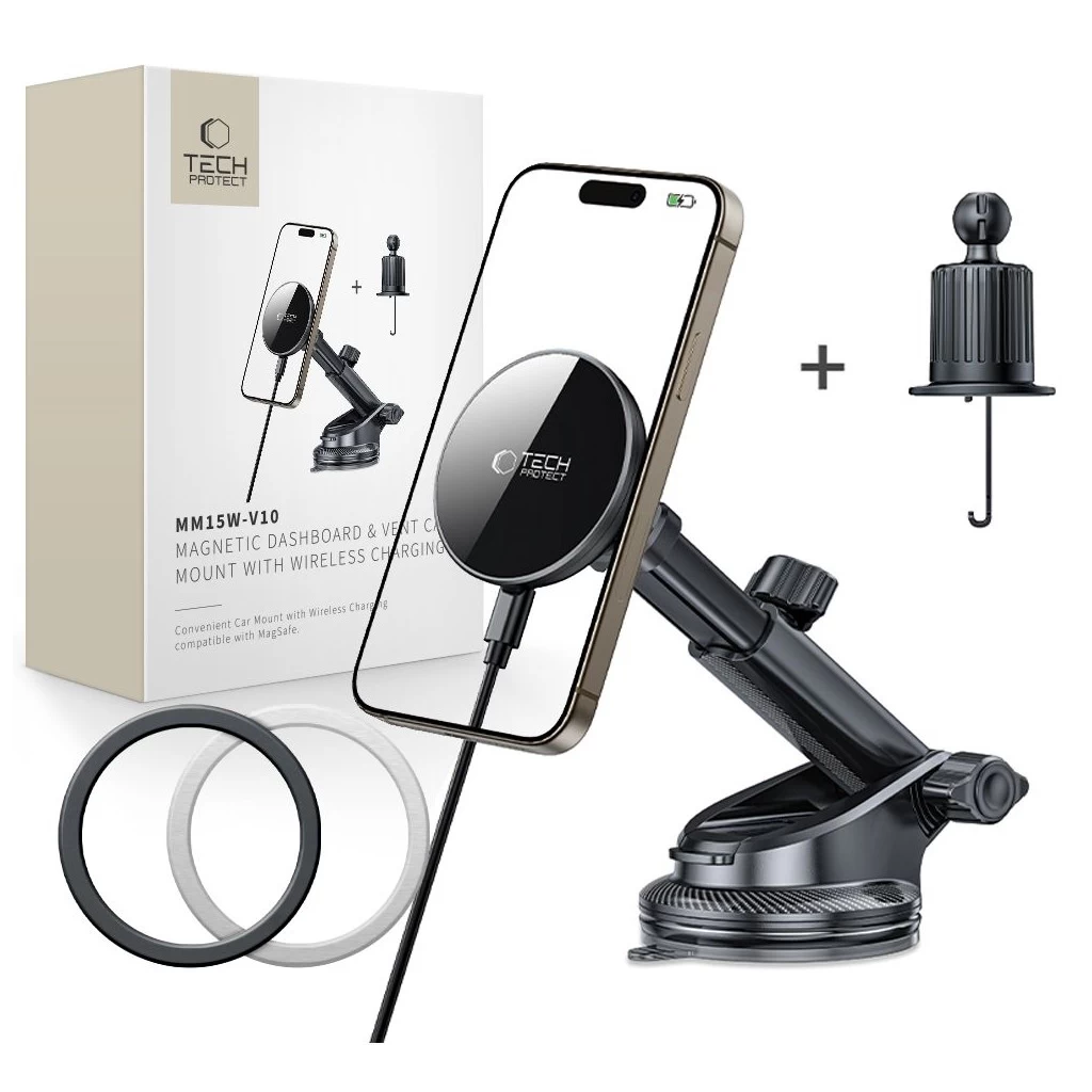 Tech-Protect MagSafe autós tartó fekete MM15W-V10 15W QC univerzális