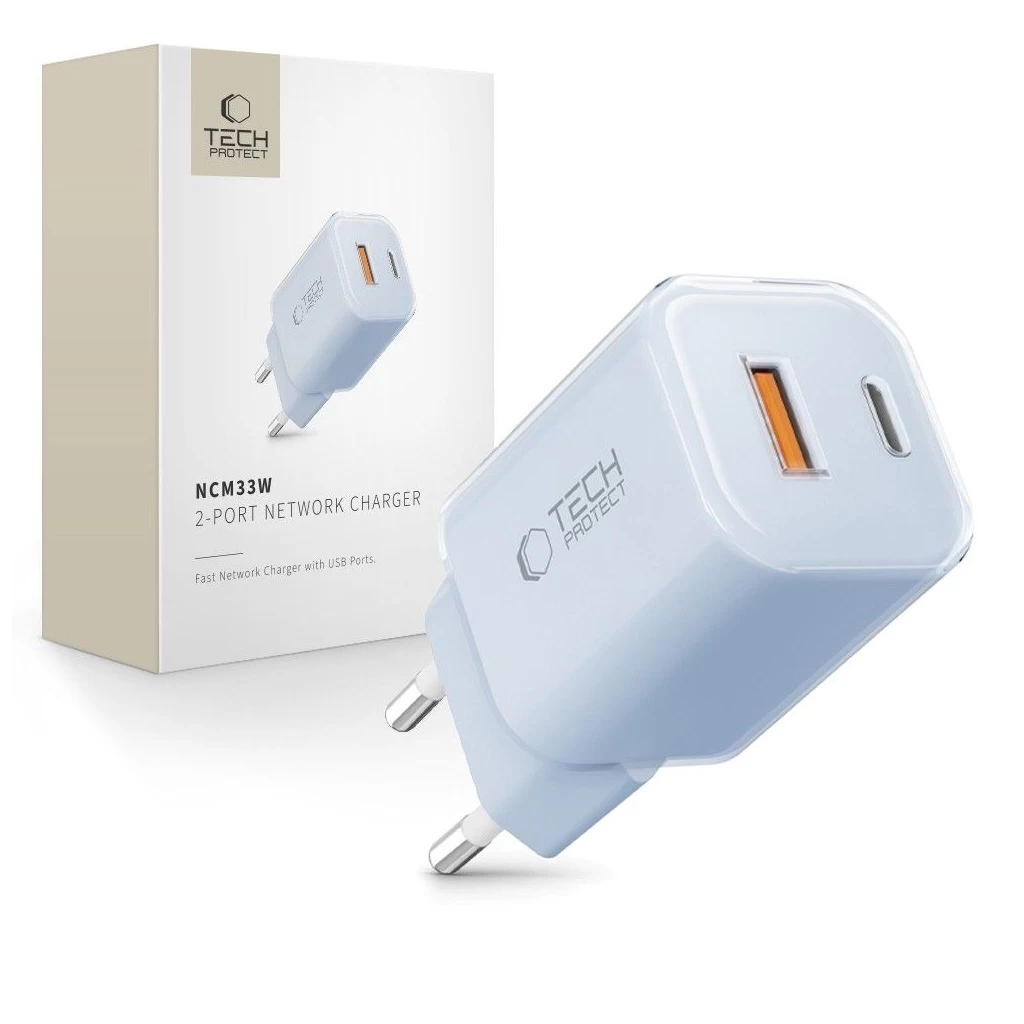 Tech-Protect NCM33W Hálózati Töltő adapter PD 33W / QC3.0 kék