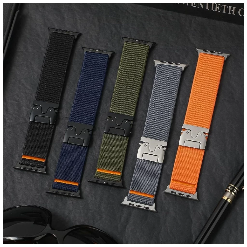 Tech-Protect NYLON CLASP óraszíj titanium, Apple Watch 42mm (S1-S3) / 44mm / 45mm / 46mm / 49mm készülékhez