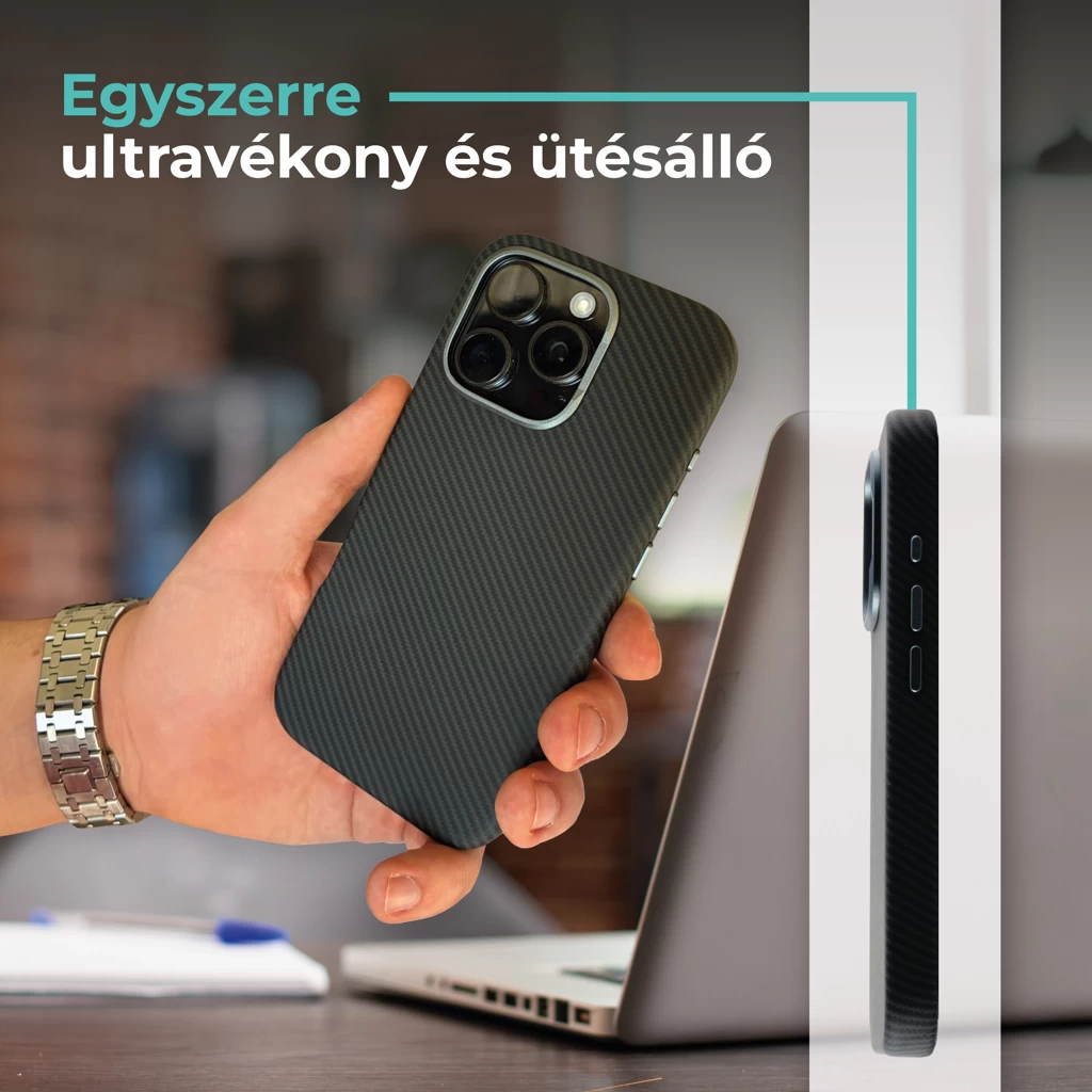 XPRO™ CarbonSkin MagSafe fekete tok Apple iPhone 13 Pro készülékhez