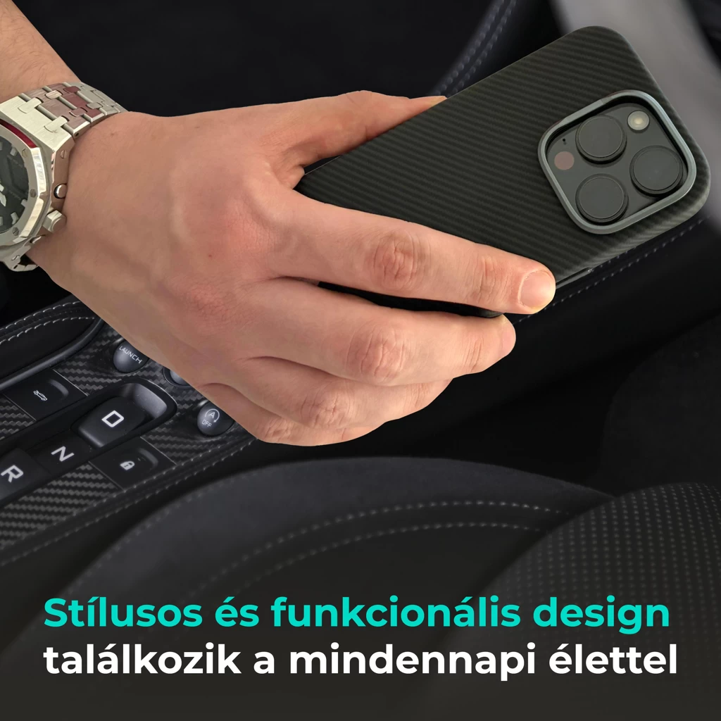 XPRO™ CarbonSkin MagSafe fekete tok Apple iPhone 16 Plus készülékhez