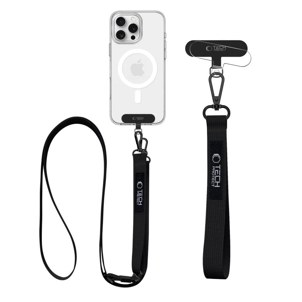 Tech-Protect C6S fekete Crossbody pánt mobiltelefonhoz