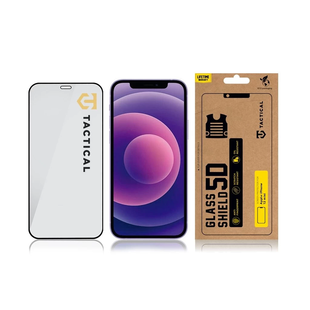 Tactical Glass Shield 5D Apple iPhone 12 mini készülékhez fekete