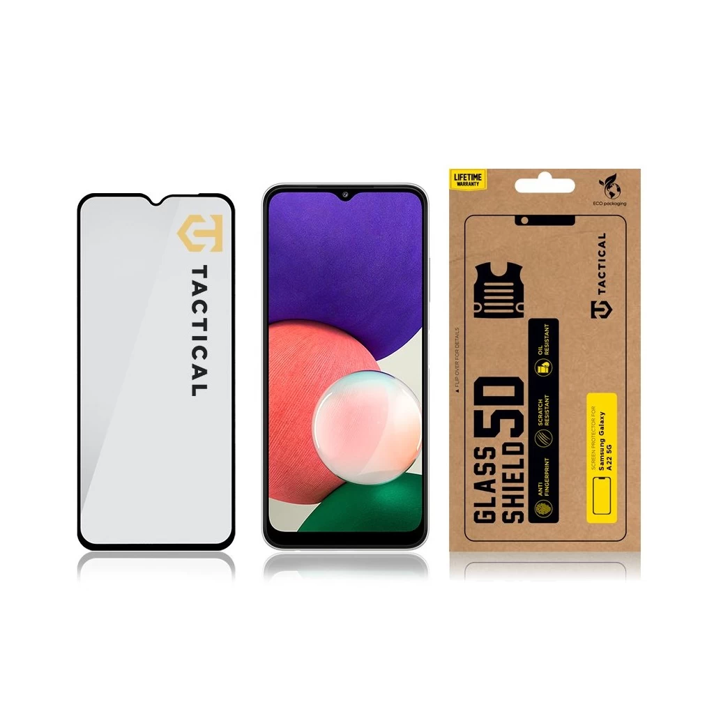 Tactical Glass Shield 5D kijelzővédő Samsung Galaxy A22 5G készülékhez fekete