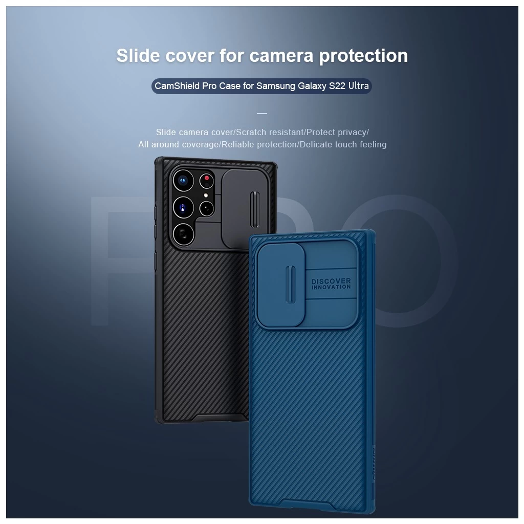 Nillkin CamShield PRO kemény tok a Samsung Galaxy S22 Ultra készülékhez fekete