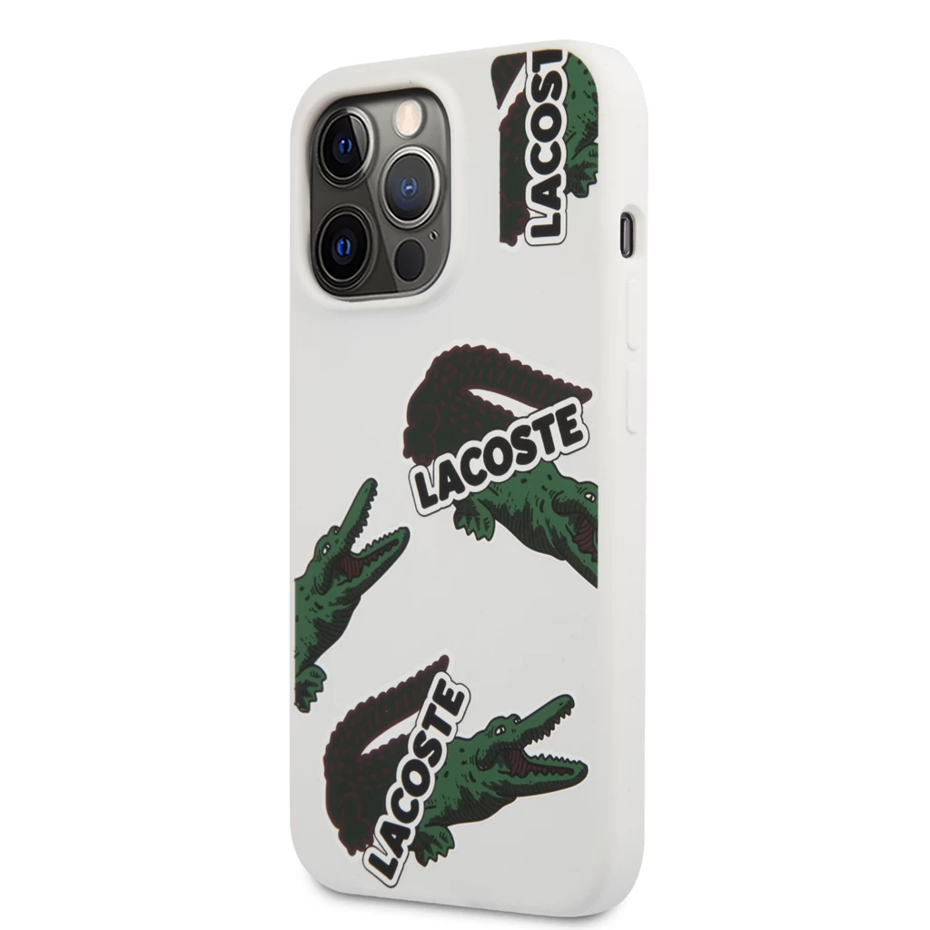 Lacoste Liquid Silicone Allover Pattern tok iPhone 13 Pro készülékhez fehér