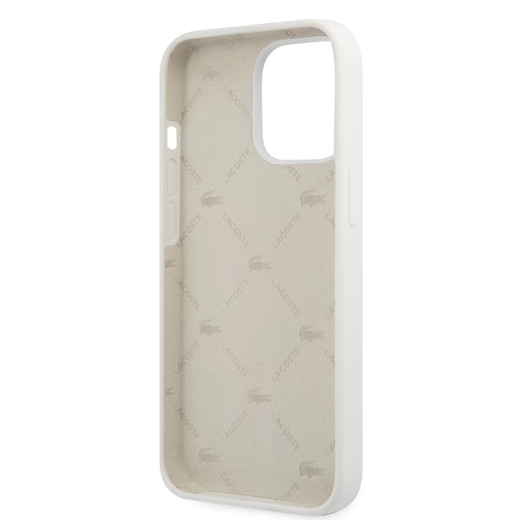 Lacoste Liquid Silicone Allover Pattern tok iPhone 13 Pro készülékhez fehér