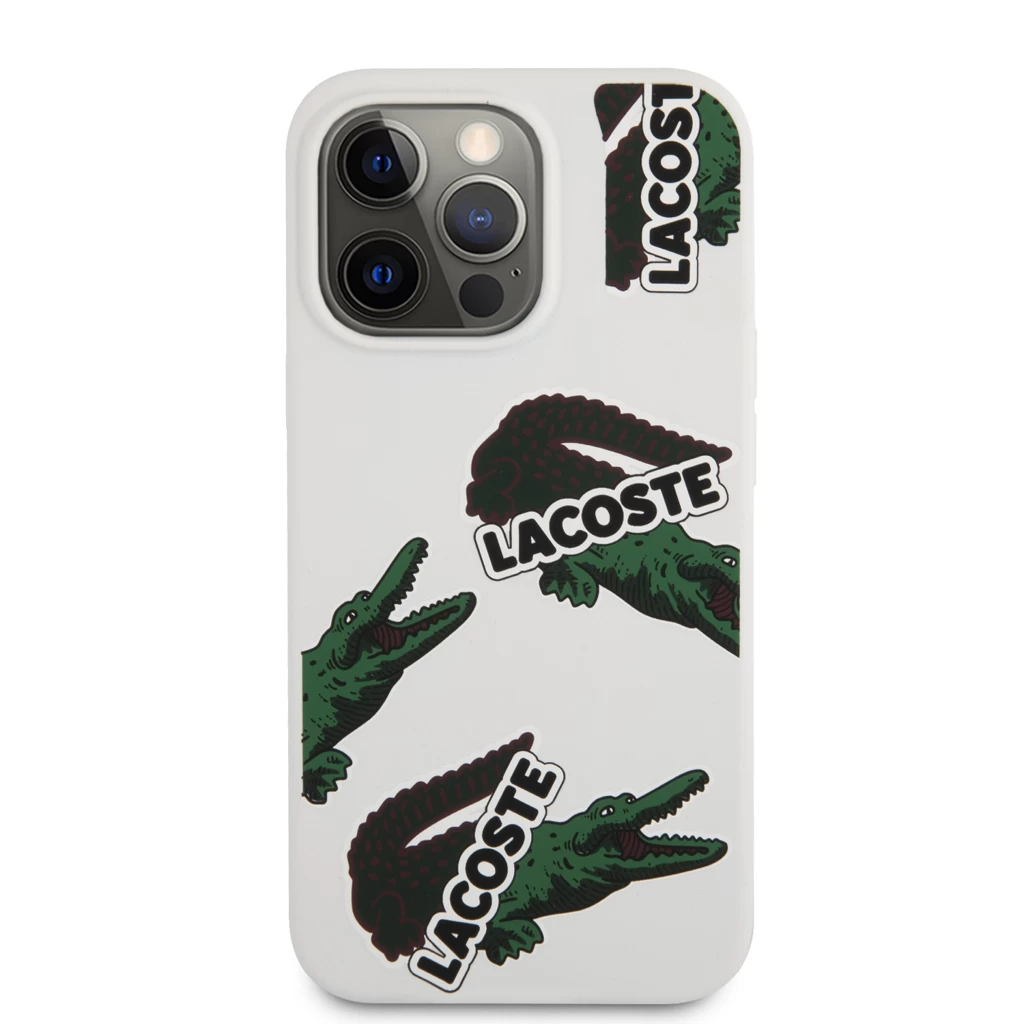 Lacoste Liquid Silicone Allover Pattern tok iPhone 13 Pro Max készülékhez fehér