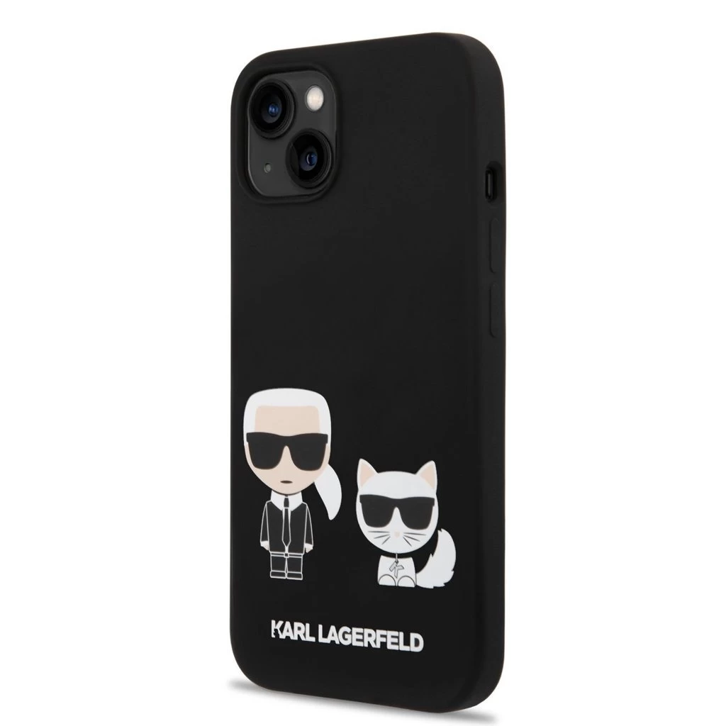 Karl Lagerfeld MagSafe Compatible tok Liquid Silicone Karl and Choupette iPhone 14 Plus készülékhez fekete