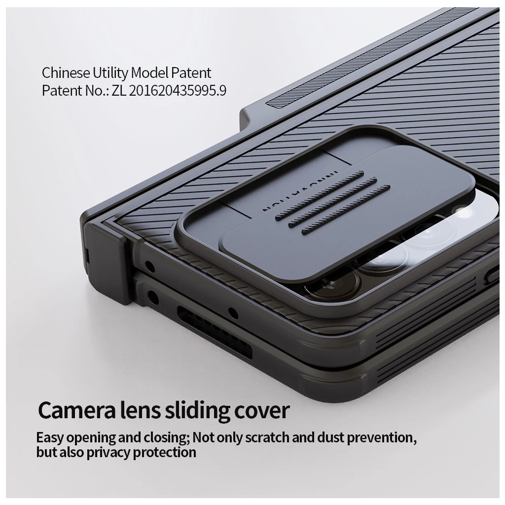 Nillkin CamShield PRO Slot+Stand kemény tok Samsung Galaxy Z Fold 4 5G készülékhez fekete