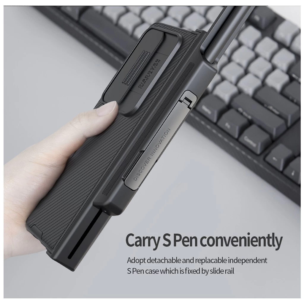 Nillkin CamShield PRO Slot+Stand kemény tok Samsung Galaxy Z Fold 4 5G készülékhez fekete