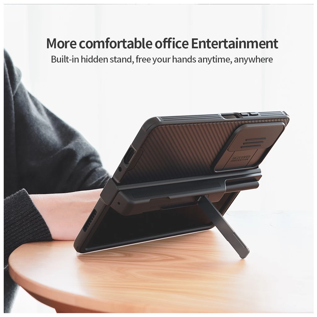 Nillkin CamShield PRO Slot+Stand kemény tok Samsung Galaxy Z Fold 4 5G készülékhez fekete