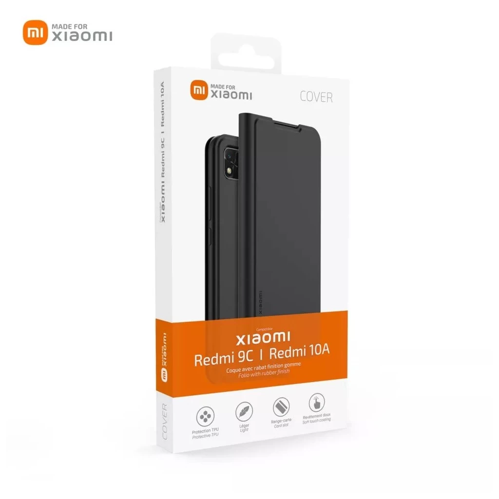 Made for Xiaomi Book Case Xiaomi Redmi 9C/9C NFC/10A készülékhez fekete