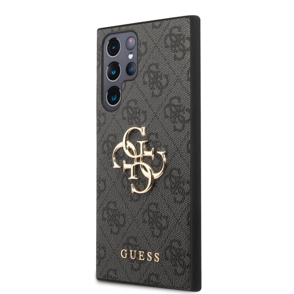 Guess PU 4G Metal Logo tok Samsung Galaxy S23 Ultra készülékhez szürke