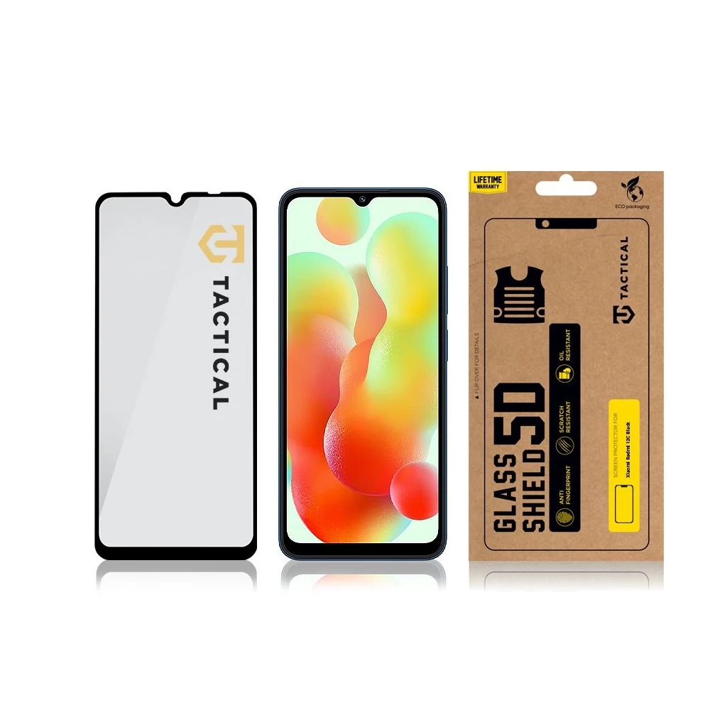 Tactical Glass Shield 5D Xiaomi Redmi 12C készülékhez fekete